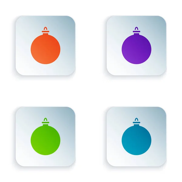 색상 성탄절 아이콘은 흰색 배경에 분리되어 있습니다. 메리 크리스마스, 행복 한 새해. 사각형 버튼에 아이콘을 넣습니다. 벡터 일러스트 — 스톡 벡터
