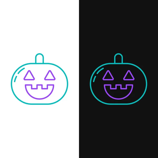 Green Purple Line Pumpkin Icon Isolated White Black Background Happy — Stock Vector