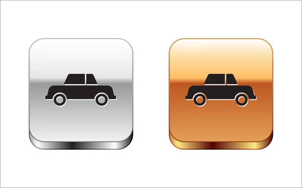 Ikona Black Car izolované na bílém pozadí. Zlatý knoflík. Vektorová ilustrace — Stockový vektor