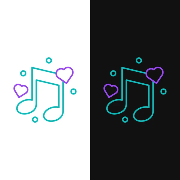 Зеленый Фиолетовый Линии Музыкальная Нота Тон Сердцем Значок Изолирован Белом — стоковый вектор