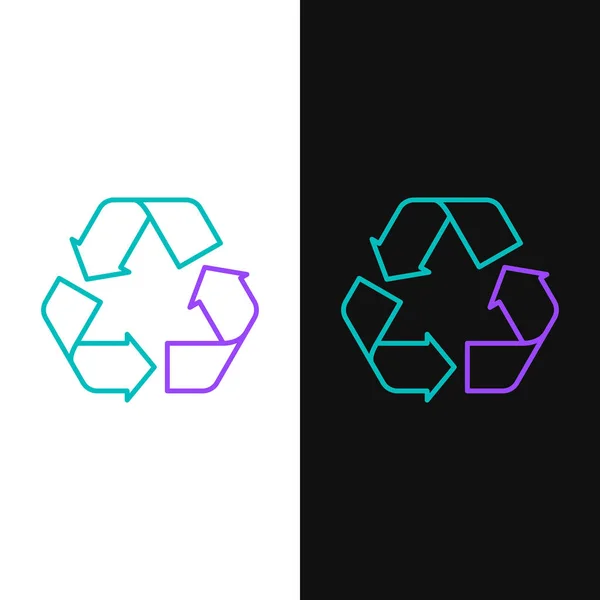 Groene Paarse Lijn Recycle Symbool Pictogram Geïsoleerd Witte Zwarte Achtergrond — Stockvector