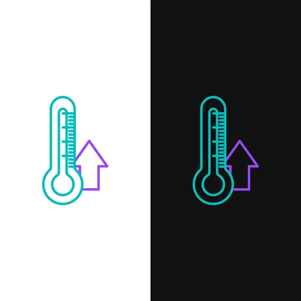 Green Purple Line Thermometer Icon Isolated White Black Background Vector — Stock Vector