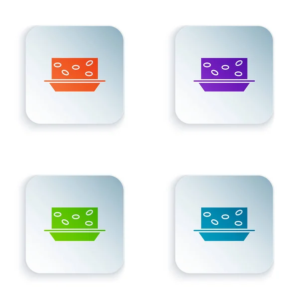 Cor Nougat com ícone de nozes isolado no fundo branco. Definir ícones em botões quadrados. Ilustração vetorial — Vetor de Stock