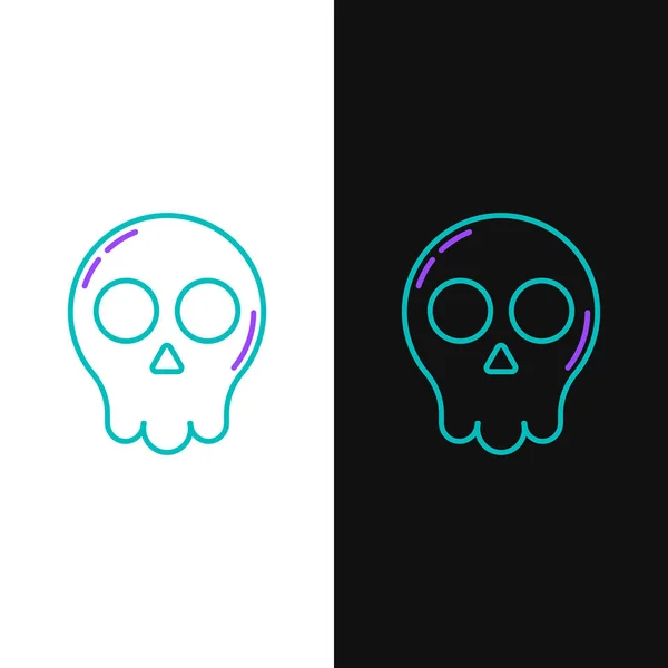 Green Purple Line Skull Icon Isolated White Black Background Happy — Stock Vector