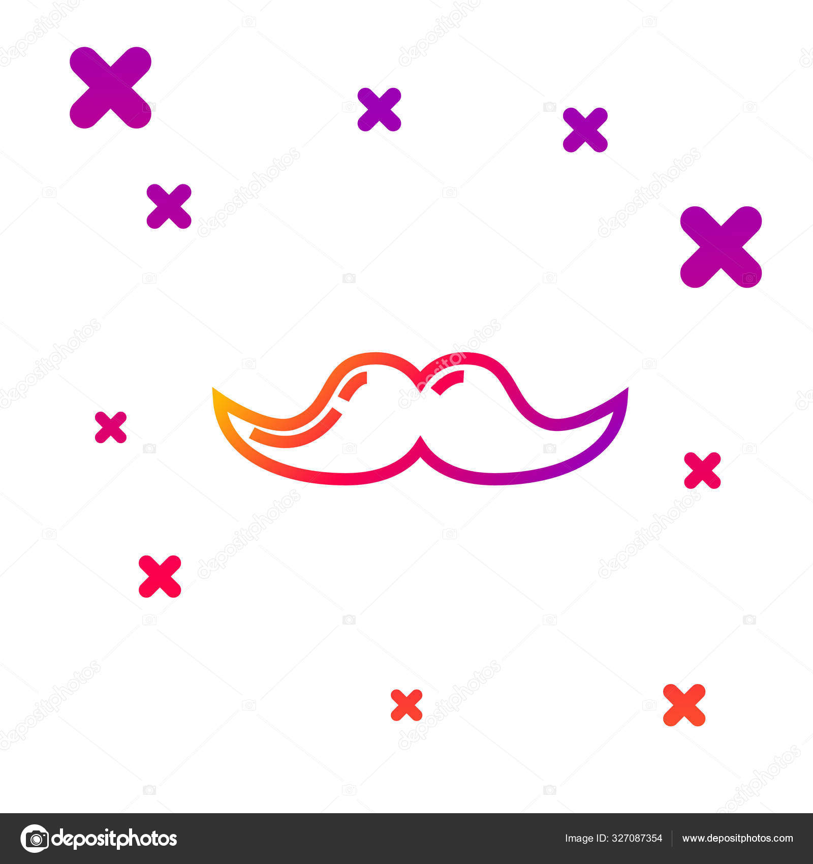 Color Line Mustache Icon Isolated White Background Barbershop