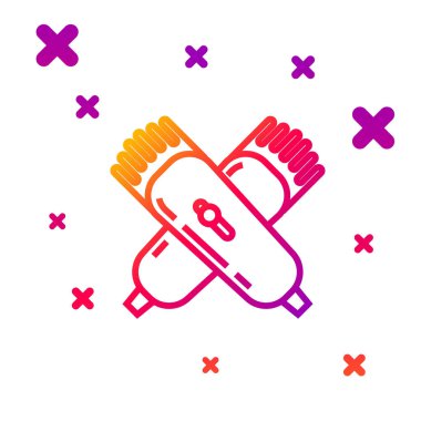 Color line Crossed electrical hair clipper or shaver icon isolated on white background. Barbershop symbol. Gradient random dynamic shapes. Vector Illustration