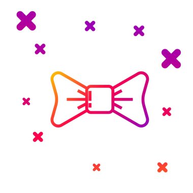 Beyaz arkaplanda renk çizgisi papyon simgesi izole edildi. Kademeli rastgele dinamik şekiller. Vektör İllüstrasyonu