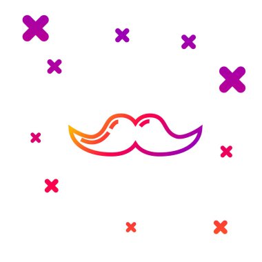 Beyaz arkaplanda renk çizgisi Bıyık simgesi izole edildi. Berber dükkanı sembolü. Yüz kılı stili. Kademeli rastgele dinamik şekiller. Vektör İllüstrasyonu