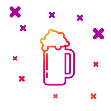 Beyaz arka planda izole edilmiş renkli bira ikonu. Kademeli rastgele dinamik şekiller. Vektör İllüstrasyonu