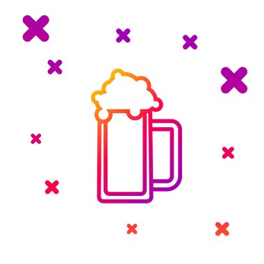 Beyaz arka planda izole edilmiş renkli bira ikonu. Kademeli rastgele dinamik şekiller. Vektör İllüstrasyonu