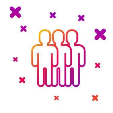 Renk çizgisi Kullanıcı grubu simgesi beyaz arkaplanda izole edildi. Bir grup insan ikonu. İş simgesi - kullanıcı profili simgesi. Kademeli rastgele dinamik şekiller. Vektör İllüstrasyonu