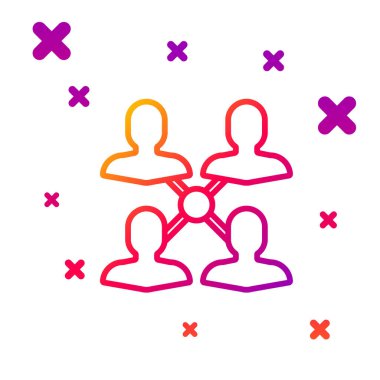 Renk çizgisi Proje temel simgesi beyaz arkaplanda izole edildi. İş analizi ve planlama, danışmanlık, takım çalışması, proje yönetimi. Kademeli rastgele dinamik şekiller. Vektör İllüstrasyonu