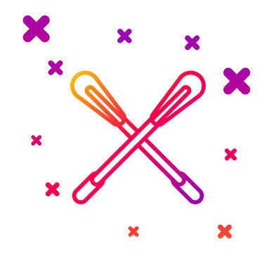 Renk çizgisi çapraz kürek simgesi beyaz arkaplanda izole edildi. Kürek çekin. Kademeli rastgele dinamik şekiller. Vektör İllüstrasyonu