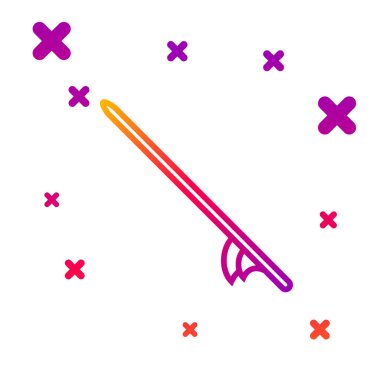 Beyaz arkaplanda renk çizgisi sörf tahtası simgesi izole edildi. Sörf tahtası. Olağanüstü bir spor. Spor malzemeleri. Kademeli rastgele dinamik şekiller. Vektör İllüstrasyonu