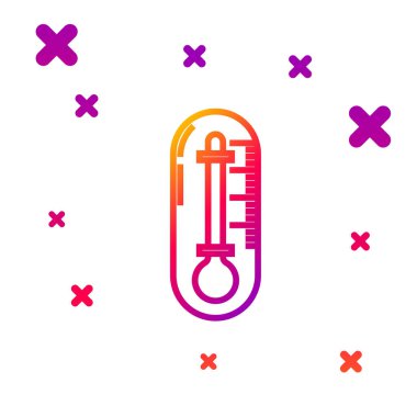 Beyaz arkaplanda izole edilmiş renkli termometre simgesi. Kademeli rastgele dinamik şekiller. Vektör İllüstrasyonu