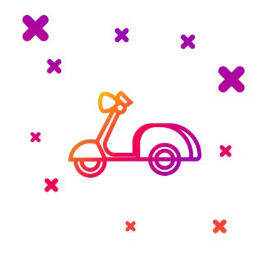 Renkli Scooter simgesi beyaz arkaplanda izole edildi. Kademeli rastgele dinamik şekiller. Vektör İllüstrasyonu