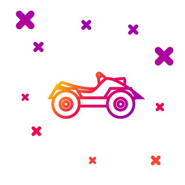 Beyaz arka planda tüm arazi araçları ya da Atv motosiklet simgesi izole edildi. Dörtlü bisiklet. Olağanüstü bir spor. Kademeli rastgele dinamik şekiller. Vektör İllüstrasyonu