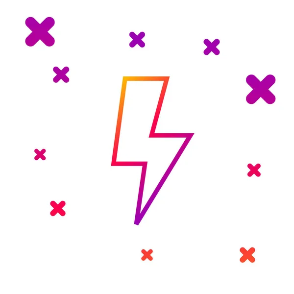 Color line Lightning bolt icon isolated on white background. Flash sign. Charge flash icon. Thunder bolt. Lighting strike. Gradient random dynamic shapes. Vector Illustration — Stock Vector