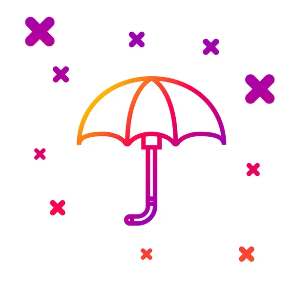Línea de color Clásico icono de paraguas abierto elegante aislado sobre fondo blanco. Símbolo de protección contra lluvia. Gradiente formas dinámicas aleatorias. Ilustración vectorial — Vector de stock