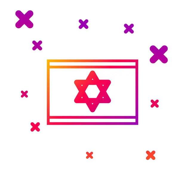 Línea de color Icono Bandera de Israel aislado sobre fondo blanco. Símbolo patriótico nacional. Gradiente formas dinámicas aleatorias. Ilustración vectorial — Archivo Imágenes Vectoriales