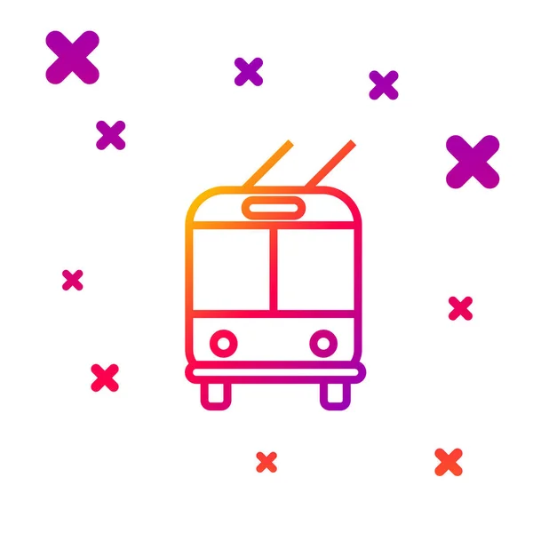 Beyaz arkaplanda renk çizgisi Trolleybus simgesi izole edildi. Toplu taşıma sembolü. Kademeli rastgele dinamik şekiller. Vektör İllüstrasyonu — Stok Vektör