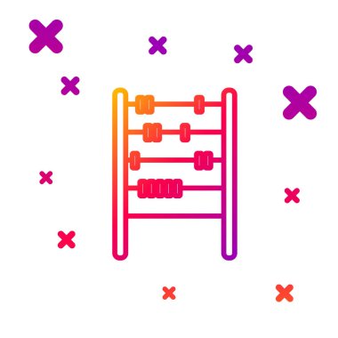 Beyaz arkaplanda renk çizgisi Abaküs simgesi izole edildi. Geleneksel sayım çerçevesi. Eğitim işareti. Matematik okulu. Kademeli rastgele dinamik şekiller. Vektör İllüstrasyonu