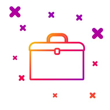 Beyaz arkaplanda renk çizgisi evrak çantası simgesi izole edildi. İş ilanı. İş portföyü. Kademeli rastgele dinamik şekiller. Vektör İllüstrasyonu