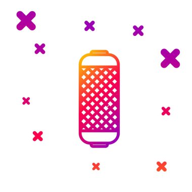 Renk çizgisi Stereo hoparlörü simgesi beyaz arkaplanda izole edildi. Ses sistemi hoparlörleri. Müzik ikonu. Müzikal sütun hoparlörü. Kademeli rastgele dinamik şekiller. Vektör İllüstrasyonu