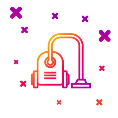 Beyaz arkaplanda izole edilmiş renkli elektrik süpürgesi simgesi. Kademeli rastgele dinamik şekiller. Vektör İllüstrasyonu