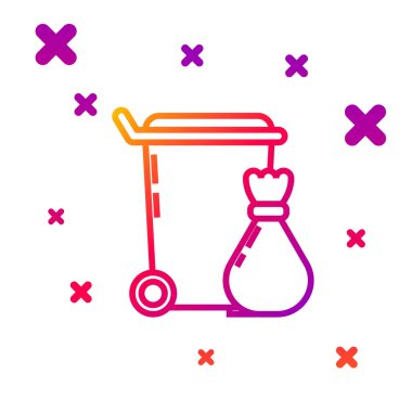 Beyaz arkaplanda renk çizgisi Çöp kutusu simgesi izole edildi. Çöp kutusu tabelası. Sepet simgesini geri dönüştür. Ofis çöpü ikonu. Kademeli rastgele dinamik şekiller. Vektör İllüstrasyonu