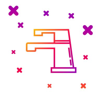 Renk çizgisi Su musluğu simgesi beyaz arkaplanda izole edildi. Kademeli rastgele dinamik şekiller. Vektör İllüstrasyonu