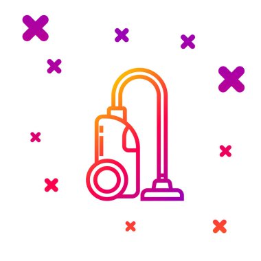 Beyaz arkaplanda izole edilmiş renkli elektrik süpürgesi simgesi. Kademeli rastgele dinamik şekiller. Vektör İllüstrasyonu