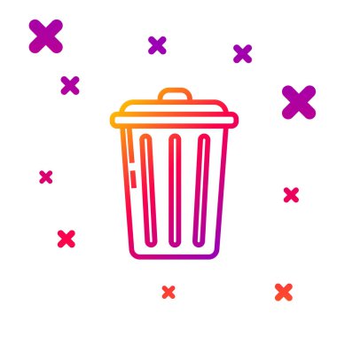 Beyaz arkaplanda renk çizgisi Çöp kutusu simgesi izole edildi. Çöp kutusu tabelası. Sepet simgesini geri dönüştür. Ofis çöpü ikonu. Kademeli rastgele dinamik şekiller. Vektör İllüstrasyonu