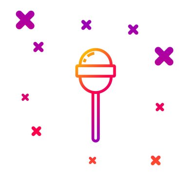 Beyaz arkaplanda renk çizgisi lolipop simgesi izole edildi. Yemek, lezzetli bir sembol. Kademeli rastgele dinamik şekiller. Vektör İllüstrasyonu