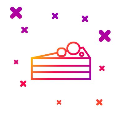 Beyaz arkaplanda renk çizgisi Kek simgesi izole edildi. Doğum günün kutlu olsun. Kademeli rastgele dinamik şekiller. Vektör İllüstrasyonu