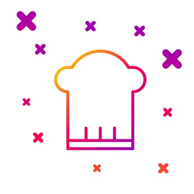 Renk çizgisi Şef şapka simgesi beyaz arkaplanda izole edildi. Aşçılık sembolü. Aşçı şapkası. Kademeli rastgele dinamik şekiller. Vektör İllüstrasyonu