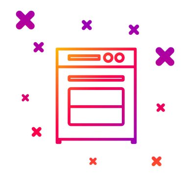 Renkli fırın simgesi beyaz arkaplanda izole edildi. Fırın tabelası. Kademeli rastgele dinamik şekiller. Vektör İllüstrasyonu