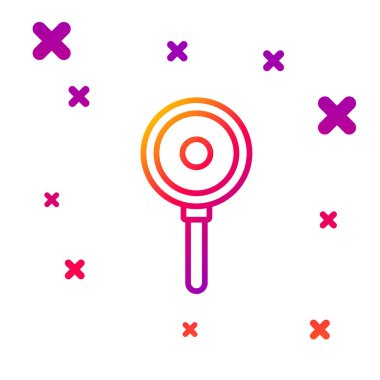 Renkli tava simgesi beyaz arkaplanda izole edildi. Kızartma veya kızartma gıda sembolü. Kademeli rastgele dinamik şekiller. Vektör İllüstrasyonu