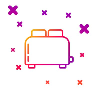 Renkli tost makinesi beyaz arkaplanda izole edilmiş tost simgesi. Kademeli rastgele dinamik şekiller. Vektör İllüstrasyonu