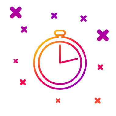 Renkli çizgi Stopwatch simgesi beyaz arkaplanda izole edildi. Zaman göstergesi. Kademeli rastgele dinamik şekiller. Vektör İllüstrasyonu