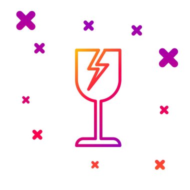 Beyaz arkaplanda izole edilmiş dağıtım kutuları simgesi için Kırık Cam Renk Çizgisi sembolü. Kademeli rastgele dinamik şekiller. Vektör İllüstrasyonu