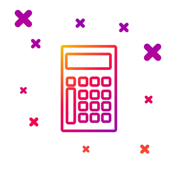 Ícone de calculadora de linha de cor isolado no fundo branco. Símbolo contabilístico. Cálculos de negócios educação matemática e finanças. Gradiente formas dinâmicas aleatórias. Ilustração vetorial — Vetor de Stock