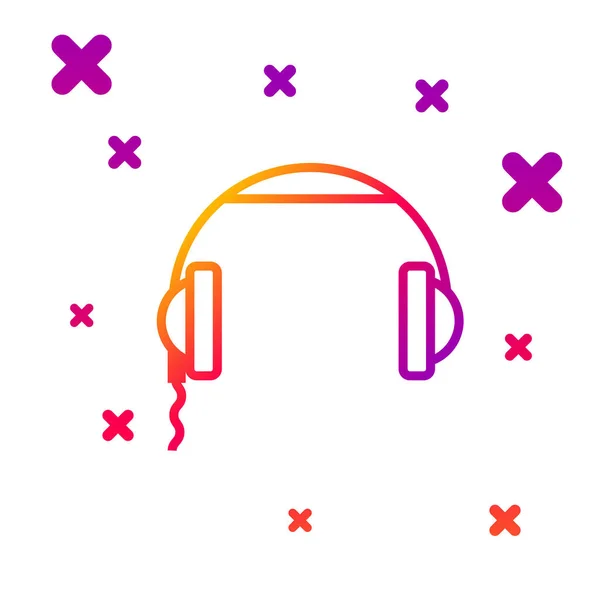 Icono de auriculares de línea de color aislado sobre fondo blanco. Signo de auriculares. Concepto para escuchar música, servicio, comunicación y operador. Gradiente formas dinámicas aleatorias. Ilustración vectorial — Vector de stock