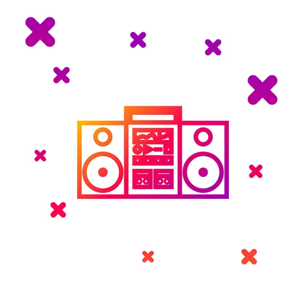 Linea di colori Home stereo con due altoparlanti icona isolata su sfondo bianco. Sistema musicale. Gradiente forme dinamiche casuali. Illustrazione vettoriale — Vettoriale Stock