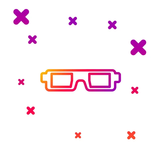 Couleur ligne 3D lunettes de cinéma icône isolée sur fond blanc. Formes dynamiques aléatoires de gradient. Illustration vectorielle — Image vectorielle