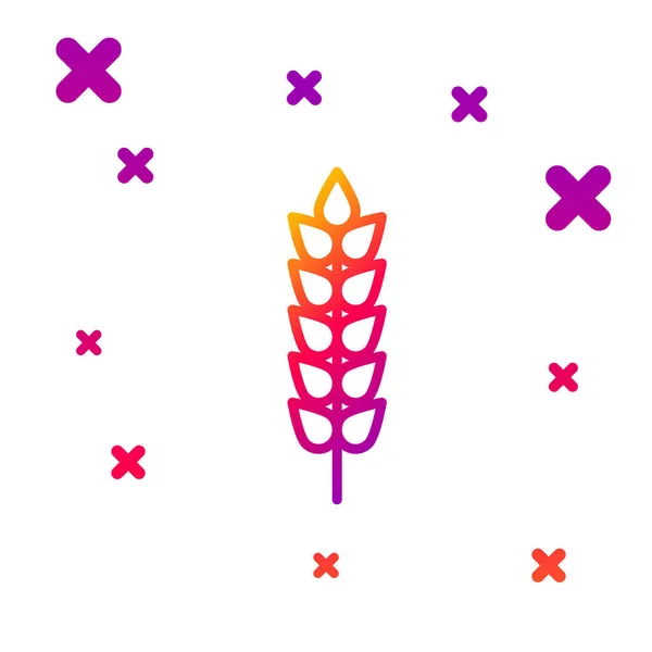 Línea de color Cereales con arroz, trigo, maíz, avena, centeno, cebada icono aislado sobre fondo blanco. Orejas de pan de trigo símbolos. Gradiente formas dinámicas aleatorias. Ilustración vectorial — Archivo Imágenes Vectoriales