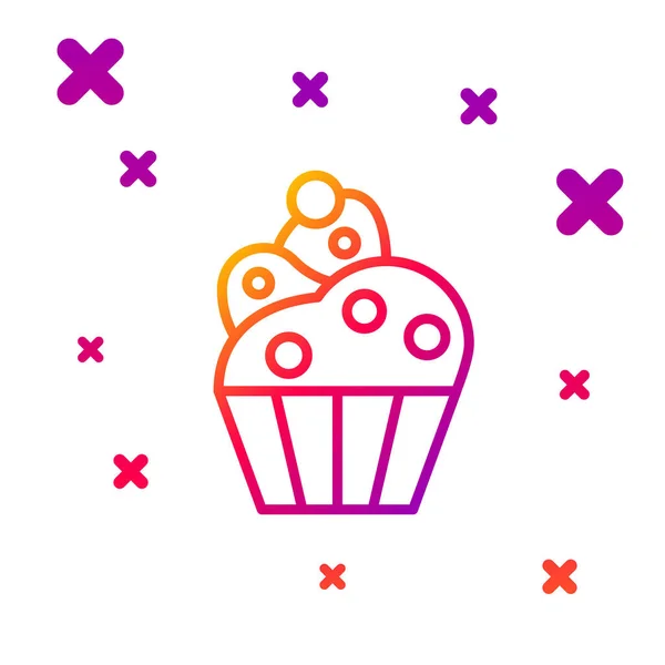 Barevná čára Cupcake ikona izolované na bílém pozadí. Přechod náhodných dynamických tvarů. Vektorová ilustrace — Stockový vektor