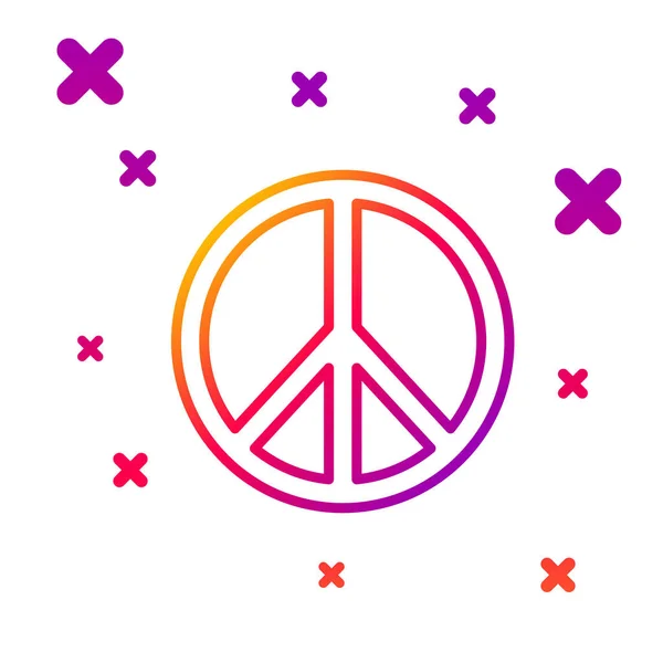 색상 라인 평화 아이콘은 흰색 배경에서 분리됩니다. 히피의 평화의 상징. 무작위 동적 형태의 변화입니다. 벡터 일러스트 — 스톡 벡터