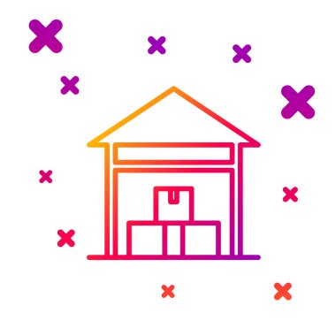 Beyaz arkaplanda renk çizgisi Depo simgesi izole edildi. Kademeli rastgele dinamik şekiller. Vektör İllüstrasyonu