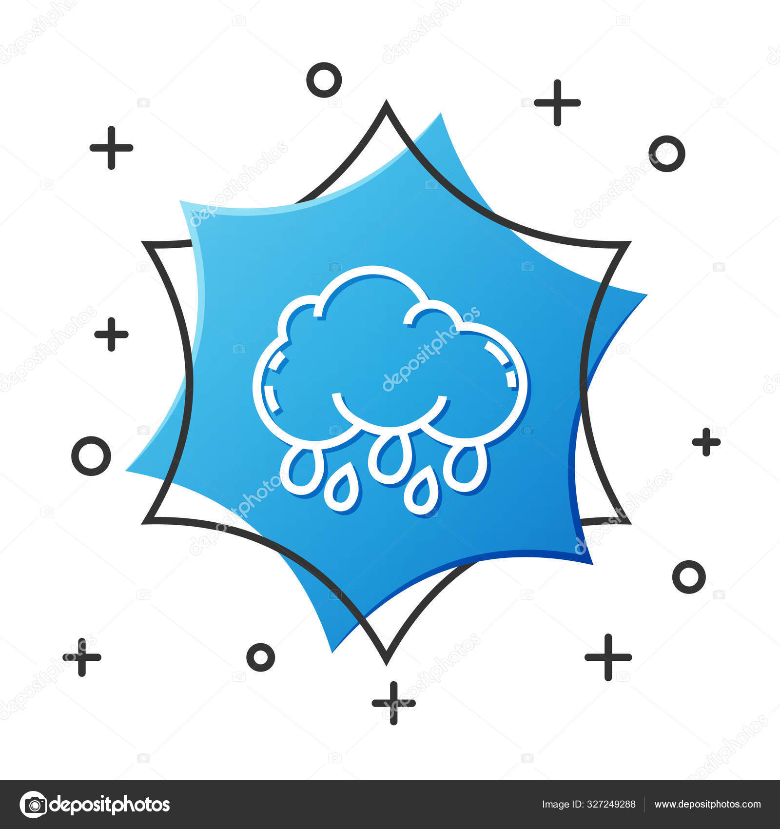 白云与雨图标隔离在白色背景 雨云降水与雨滴 蓝色六边形按钮 病媒图解 图库矢量图像 C Vectoroksana 白云与雨图标隔离在白色背景 雨云降水与雨滴 蓝色六边形按钮 病媒图解 图库矢量图像 C Vectoroksana